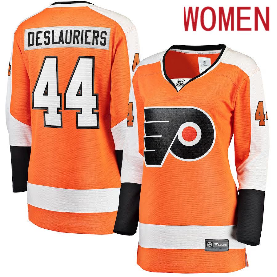 Women Philadelphia Flyers #44 Nicolas Deslauriers Fanatics Branded Orange Home Breakaway Player NHL Jersey->women nhl jersey->Women Jersey